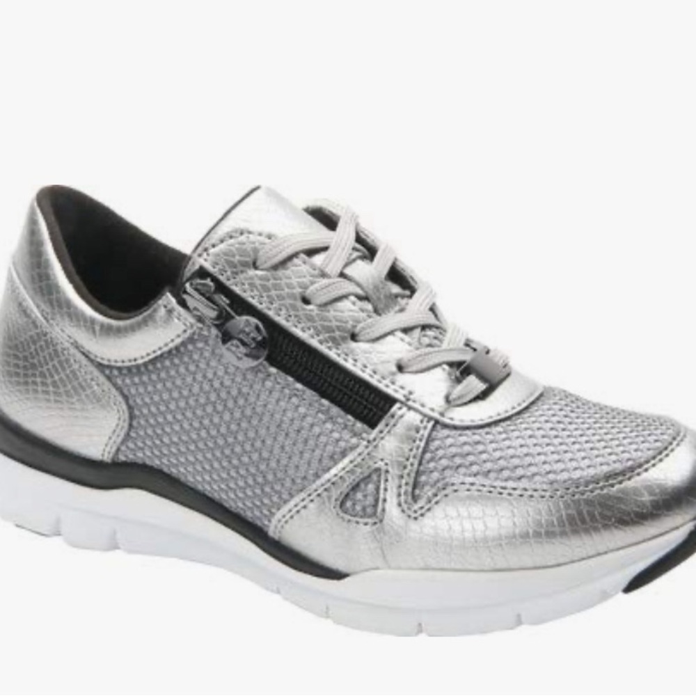 Ros Hommerson Women's Frankie Zipper Sneaker,Silver 8.5M‎